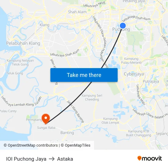 IOI Puchong Jaya to Astaka map