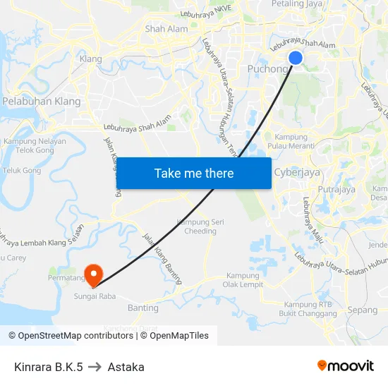 Kinrara B.K.5 to Astaka map