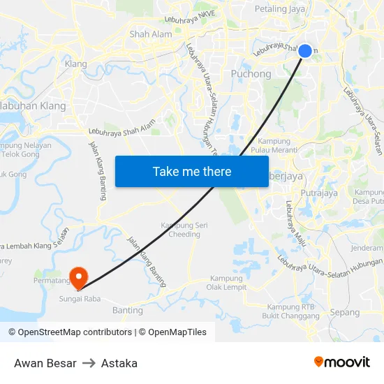 Awan Besar to Astaka map