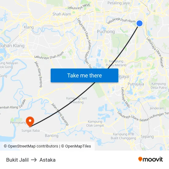 Bukit Jalil to Astaka map