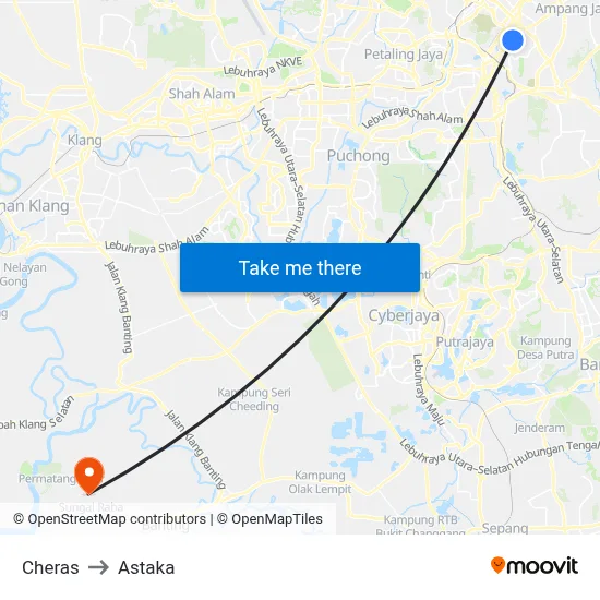 Cheras to Astaka map