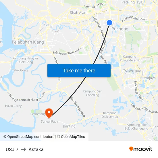 USJ 7 to Astaka map