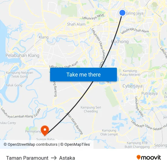 Taman Paramount to Astaka map