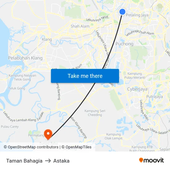 Taman Bahagia to Astaka map