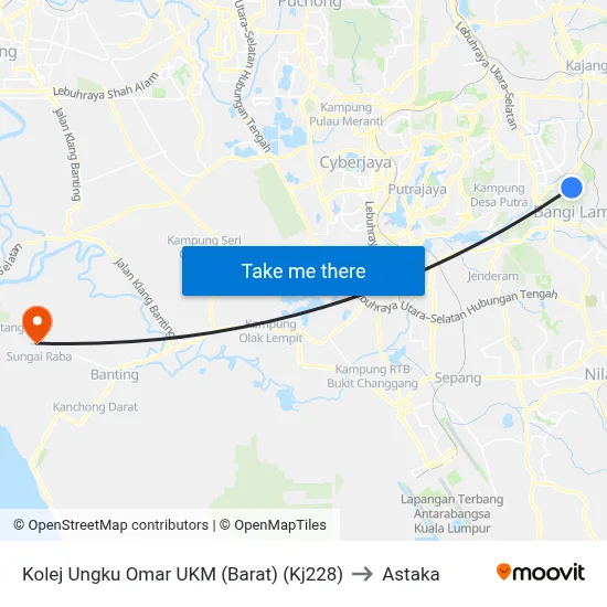 Kolej Ungku Omar UKM (Barat) (Kj228) to Astaka map