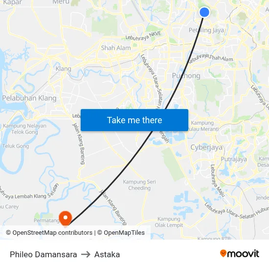 Phileo Damansara to Astaka map