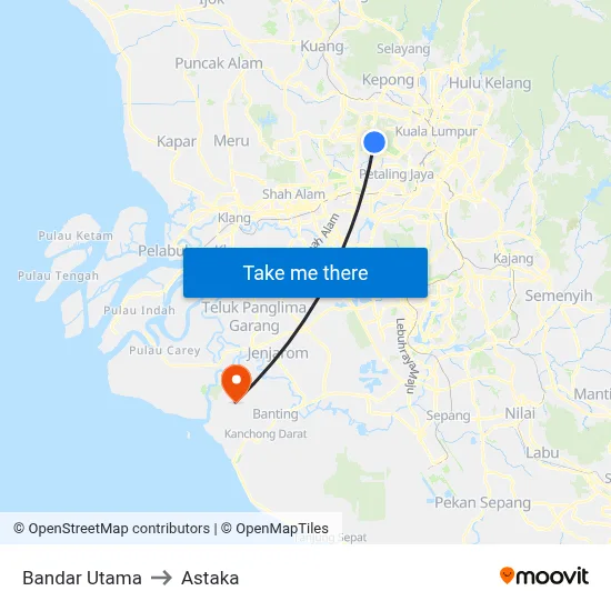 Bandar Utama to Astaka map