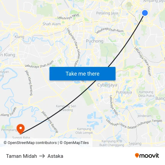 Taman Midah to Astaka map
