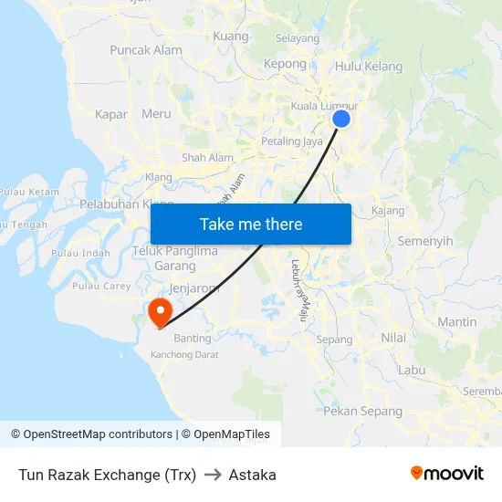 Tun Razak Exchange (Trx) to Astaka map