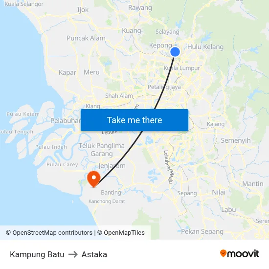 Kampung Batu to Astaka map