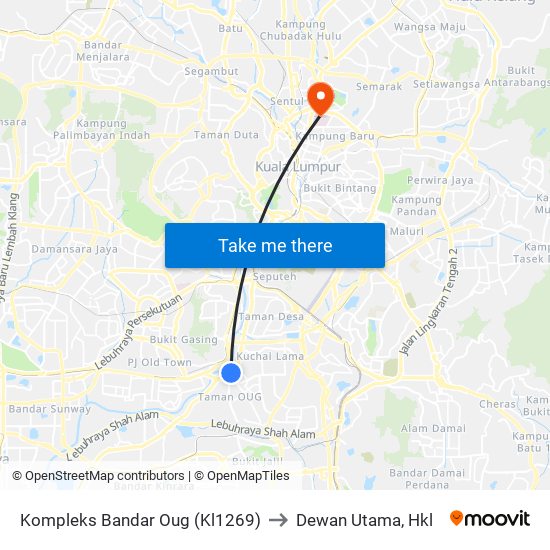 Kompleks Bandar Oug (Kl1269) to Dewan Utama, Hkl map