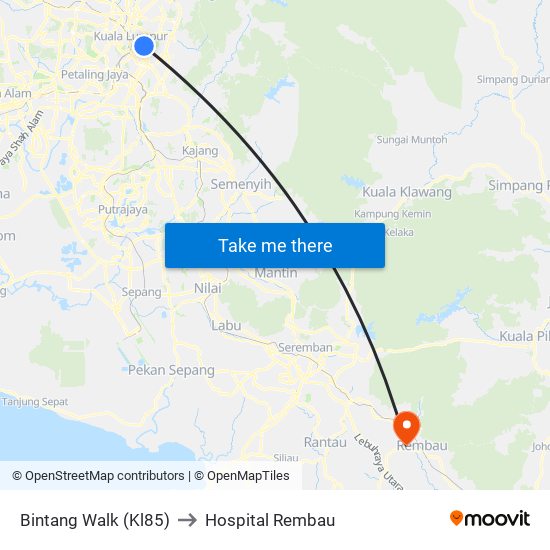 Bintang Walk (Kl85) to Hospital Rembau map