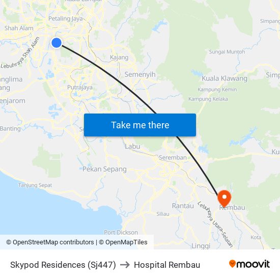 Skypod Residences (Sj447) to Hospital Rembau map