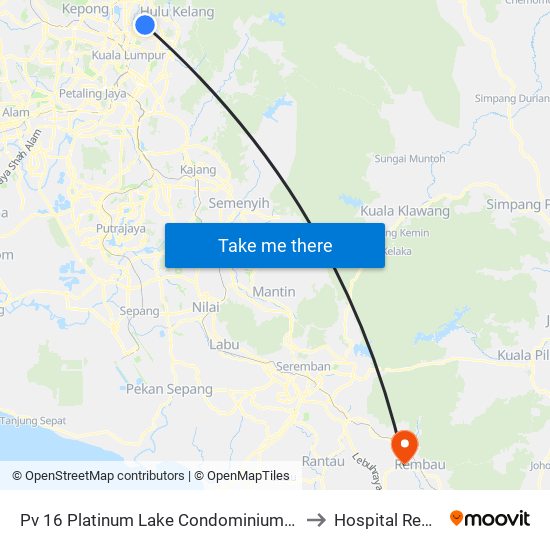 Pv 16 Platinum Lake Condominium (Kl1520) to Hospital Rembau map