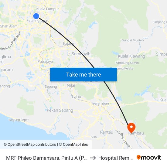 MRT Phileo Damansara, Pintu A (Pj823) to Hospital Rembau map