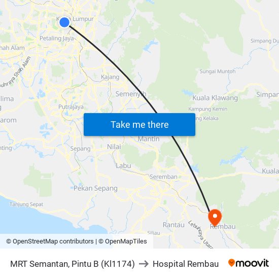 MRT Semantan, Pintu B (Kl1174) to Hospital Rembau map