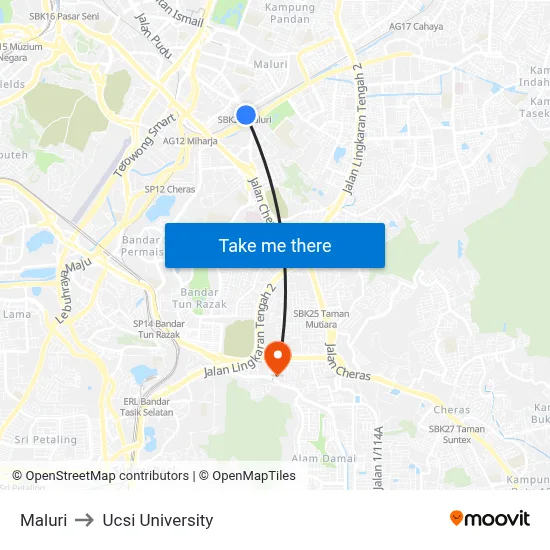 Maluri to Ucsi University map