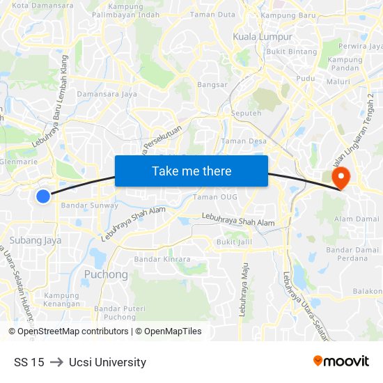 SS 15 to Ucsi University map