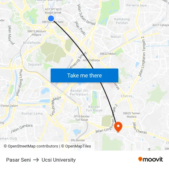 Pasar Seni to Ucsi University map