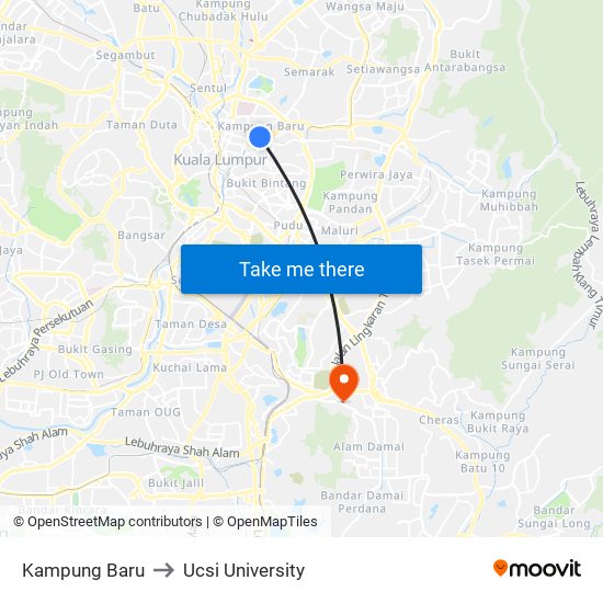 Kampung Baru to Ucsi University map