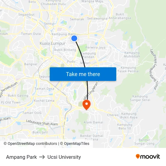 Ampang Park to Ucsi University map