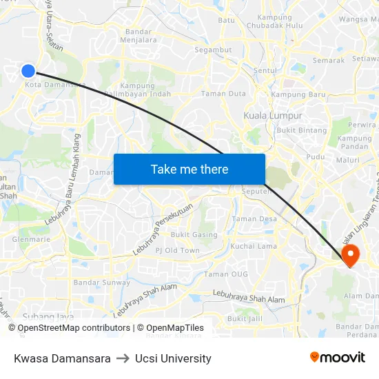 Kwasa Damansara to Ucsi University map