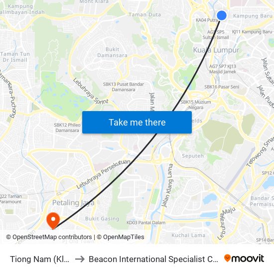 Tiong Nam (Kl42) to Beacon International Specialist Centre map