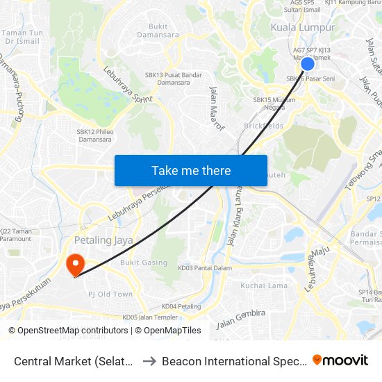 Central Market (Selatan) (Kl109) to Beacon International Specialist Centre map