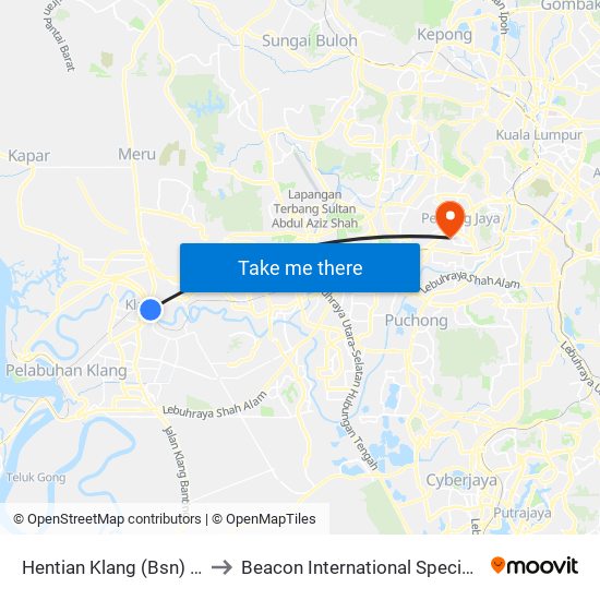 Hentian Klang (Bsn) (Bd580) to Beacon International Specialist Centre map