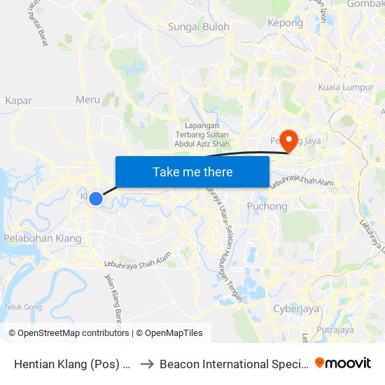 Hentian Klang (Pos) B (Bd664) to Beacon International Specialist Centre map
