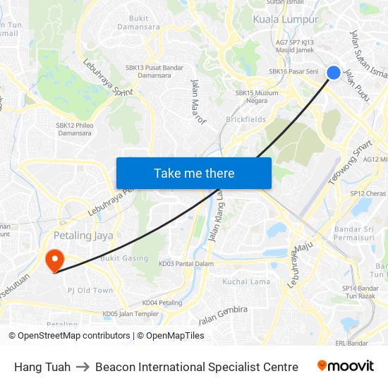Hang Tuah to Beacon International Specialist Centre map