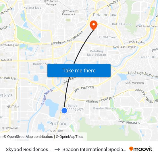 Skypod Residences (Sj447) to Beacon International Specialist Centre map