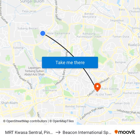 MRT Kwasa Sentral, Pintu A (Sa1020) to Beacon International Specialist Centre map