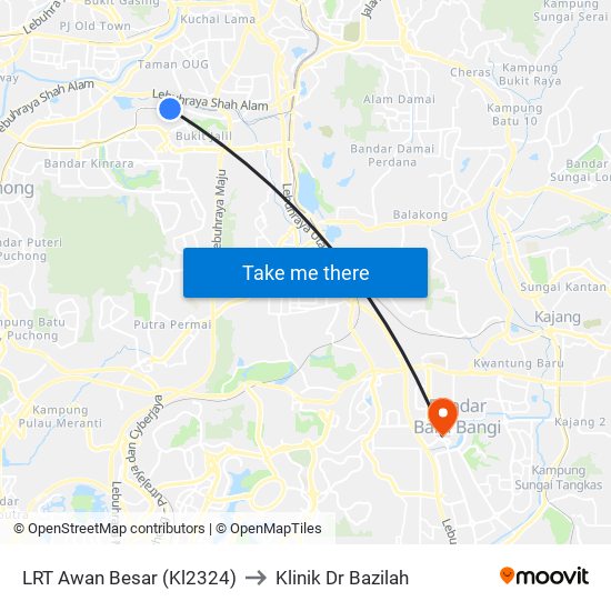 LRT Awan Besar (Kl2324) to Klinik Dr Bazilah map