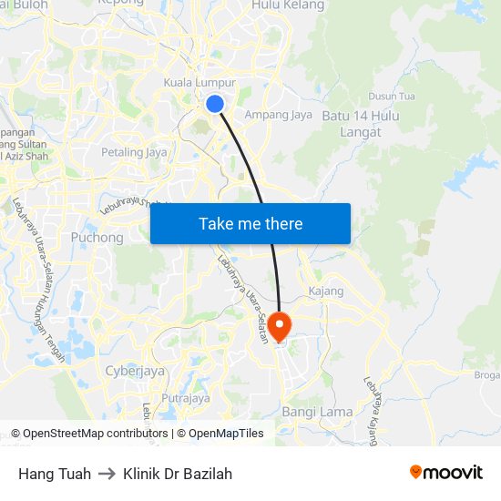 Hang Tuah to Klinik Dr Bazilah map