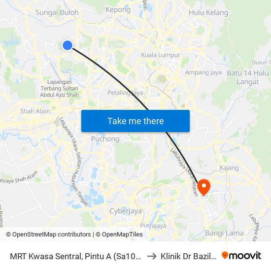 MRT Kwasa Sentral, Pintu A (Sa1020) to Klinik Dr Bazilah map