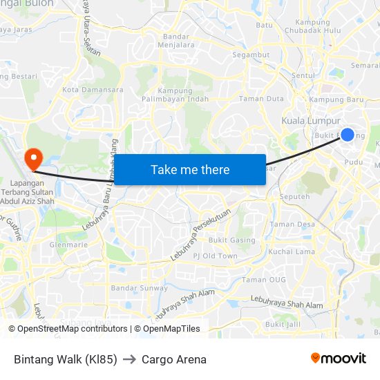 Bintang Walk (Kl85) to Cargo Arena map
