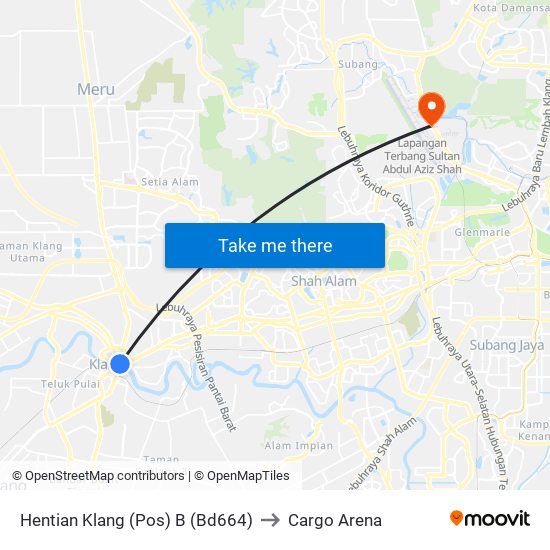 Hentian Klang (Pos) B (Bd664) to Cargo Arena map