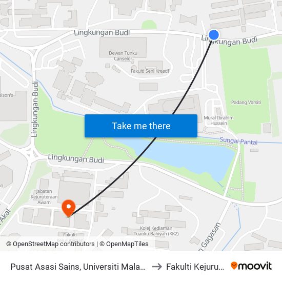 Pusat Asasi Sains, Universiti Malaya (Kl1108) to Fakulti Kejuruteraan map