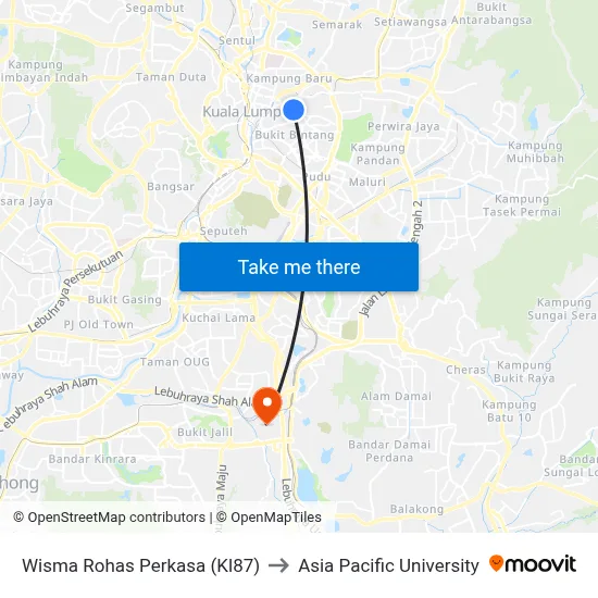 Wisma Rohas Perkasa (Kl87) to Asia Pacific University map