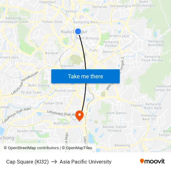 Cap Square (Kl32) to Asia Pacific University map
