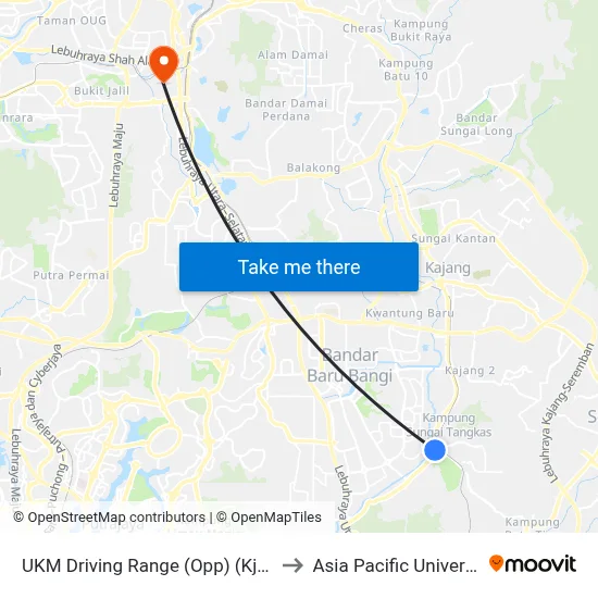 UKM Driving Range (Opp) (Kj458) to Asia Pacific University map