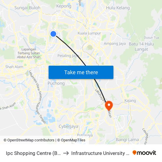 Ipc Shopping Centre (Barat) (Pj533) to Infrastructure University Kuala Lumpur map