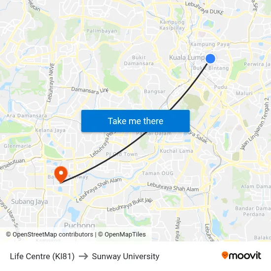 Life Centre (Kl81) to Sunway University map