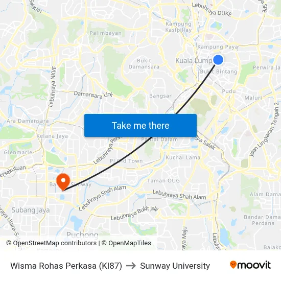 Wisma Rohas Perkasa (Kl87) to Sunway University map