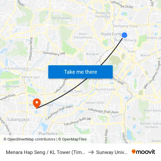 Menara Hap Seng / KL Tower (Timur) (Kl18) to Sunway University map