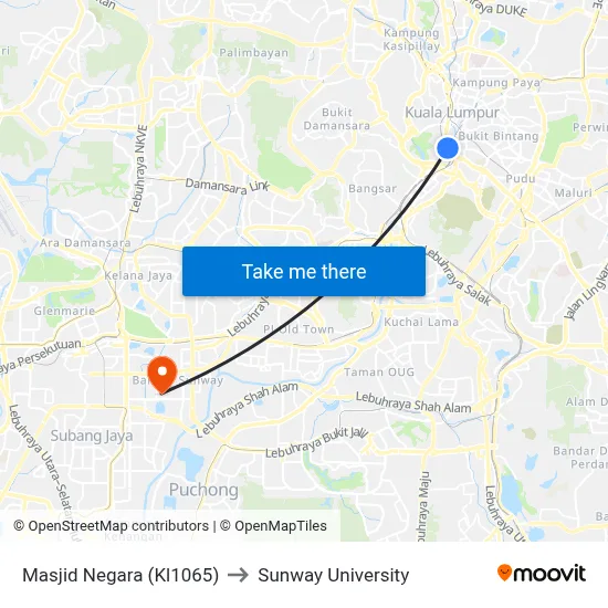 Masjid Negara (Kl1065) to Sunway University map