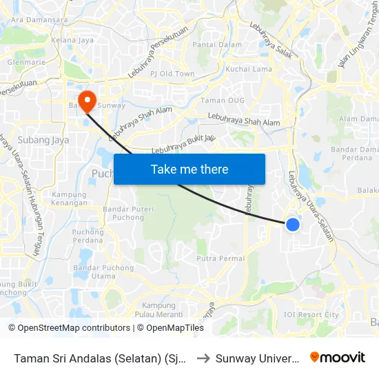 Taman Sri Andalas (Selatan) (Sj138) to Sunway University map