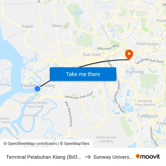 Terminal Pelabuhan Klang (Bd344) to Sunway University map