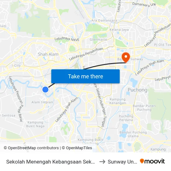 Sekolah Menengah Kebangsaan Seksyen 24 Shah Alam to Sunway University map